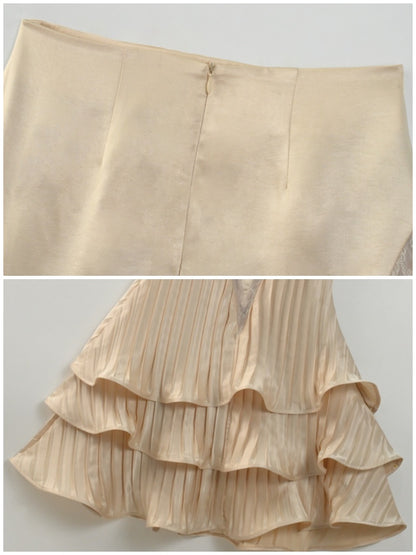 French Rococo Satin Long Pressed Mermaid Skirt【s0000013570】