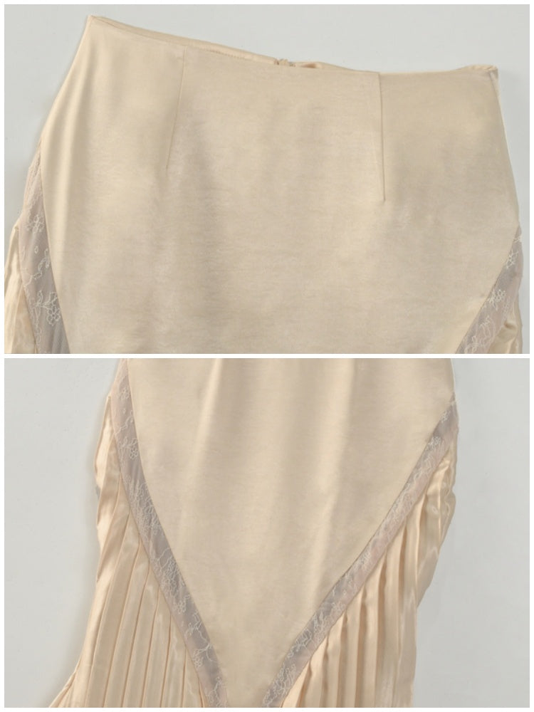 French Rococo Satin Long Pressed Mermaid Skirt【s0000013570】