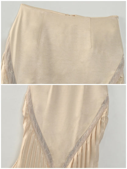 French Rococo Satin Long Pressed Mermaid Skirt【s0000013570】