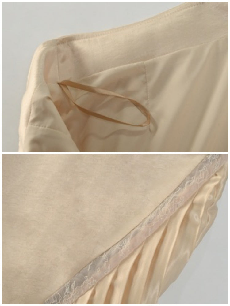 French Rococo Satin Long Pressed Mermaid Skirt【s0000013570】