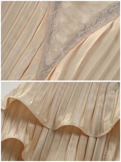 French Rococo Satin Long Pressed Mermaid Skirt【s0000013570】