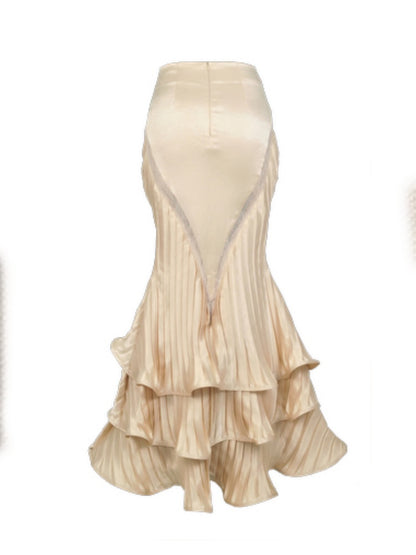 French Rococo Satin Long Pressed Mermaid Skirt【s0000013570】