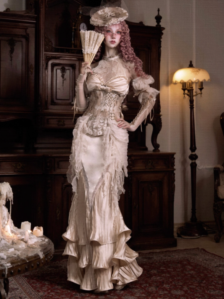 Rococo Vintage Elegant Herringbone Corset Slim Tunic【s0000013571】