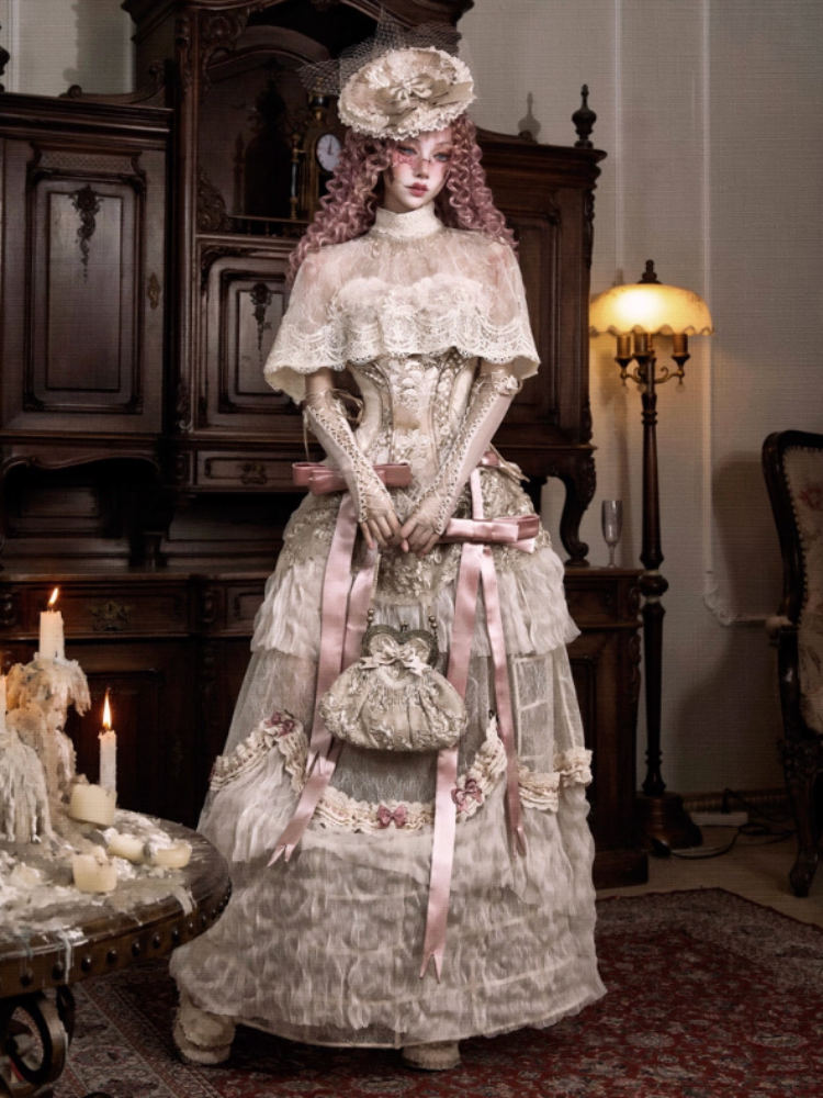 Lace Vintage Victorian Short Cape Shawl【s0000013573】