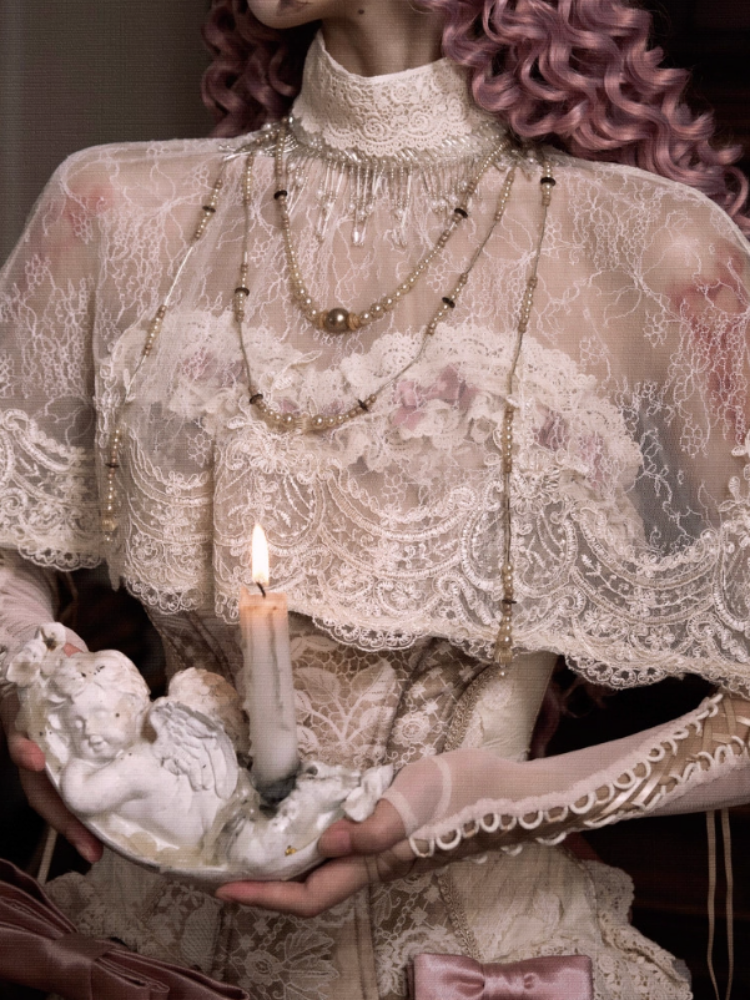 Lace Vintage Victorian Short Cape Shawl【s0000013573】