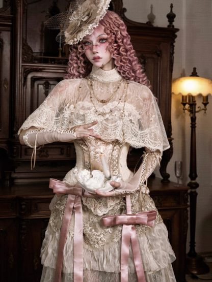 Lace Vintage Victorian Short Cape Shawl【s0000013573】