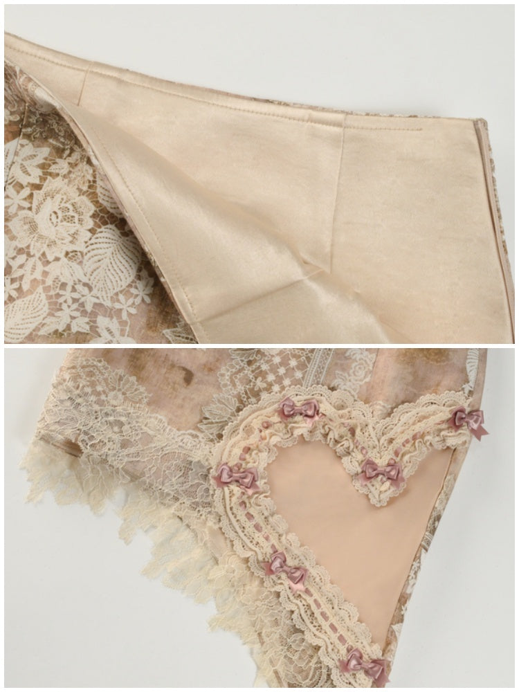 Love Lace Vintage Elegant Ribbon Skirt【s0000013574】