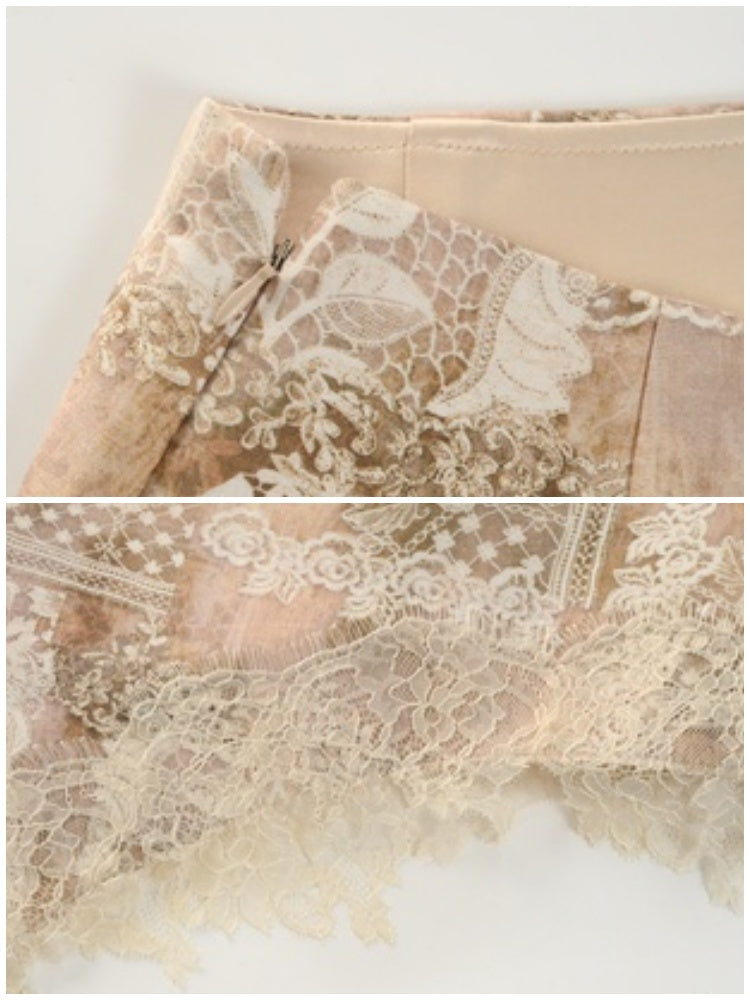 Love Lace Vintage Elegant Ribbon Skirt【s0000013574】