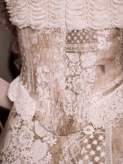 Elegant Vintage Crew Neck Love Cut-Out Lace Short Sleeve Tops【s0000013575】