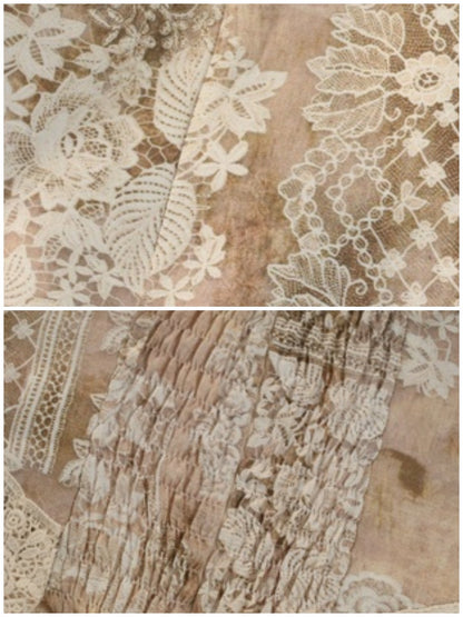 Elegant Vintage Crew Neck Love Cut-Out Lace Short Sleeve Tops【s0000013575】