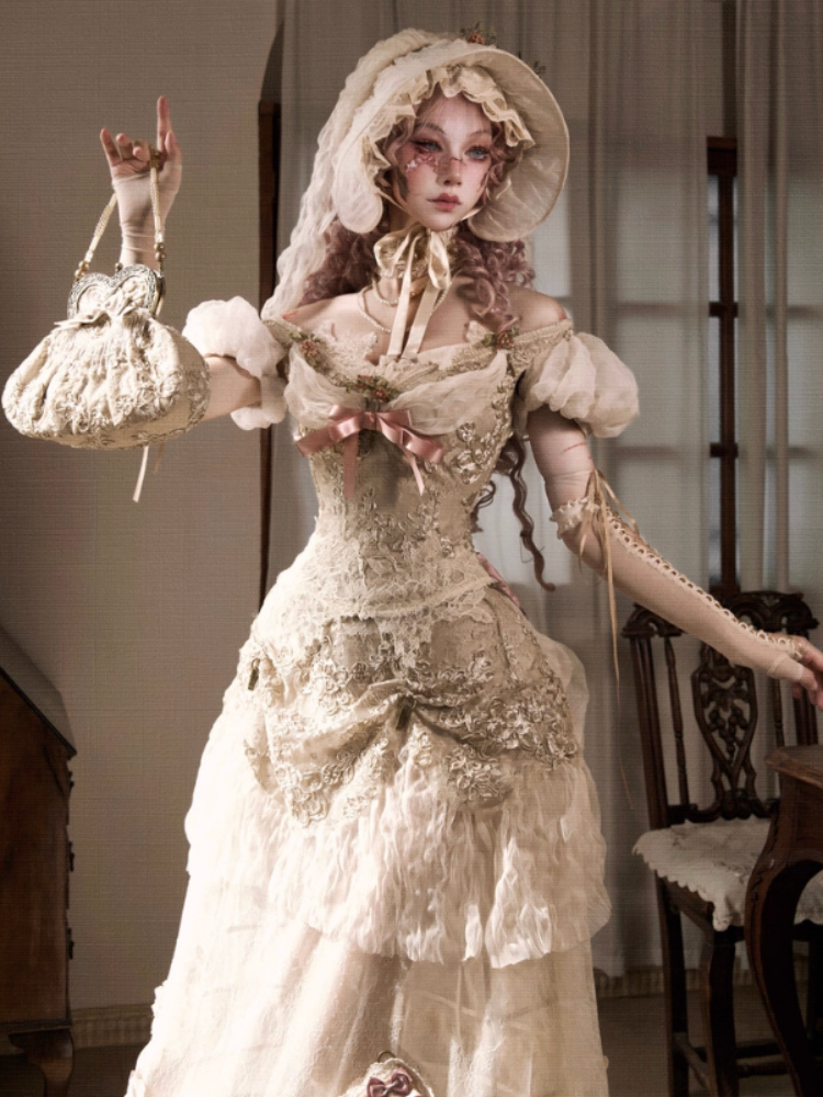 Edward Vintage Elegant One-Shoulder Puff Sleeve Mesh Tops【s0000013576】