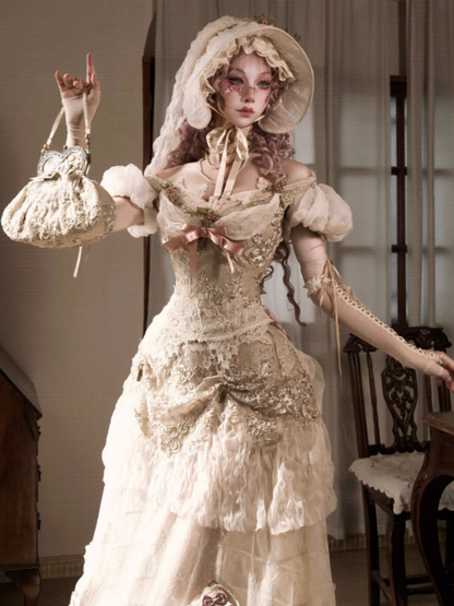 Edward Vintage Elegant One-Shoulder Puff Sleeve Mesh Tops【s0000013576】