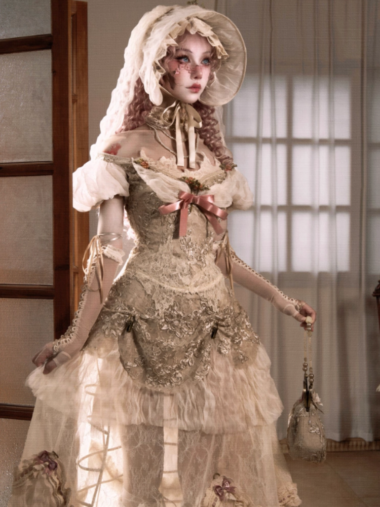 Edward Vintage Elegant One-Shoulder Puff Sleeve Mesh Tops【s0000013576】