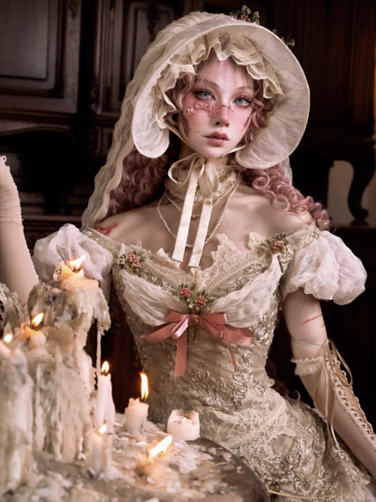 Edward Vintage Elegant One-Shoulder Puff Sleeve Mesh Tops【s0000013576】