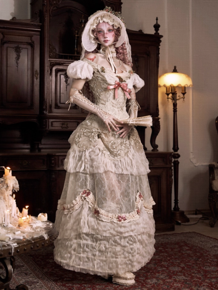 Edward Vintage Elegant One-Shoulder Puff Sleeve Mesh Tops【s0000013576】