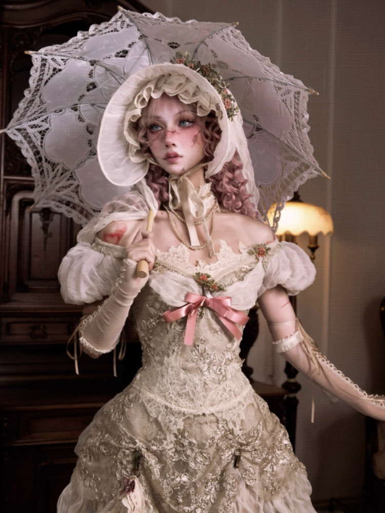 Edward Vintage Elegant One-Shoulder Puff Sleeve Mesh Tops【s0000013576】