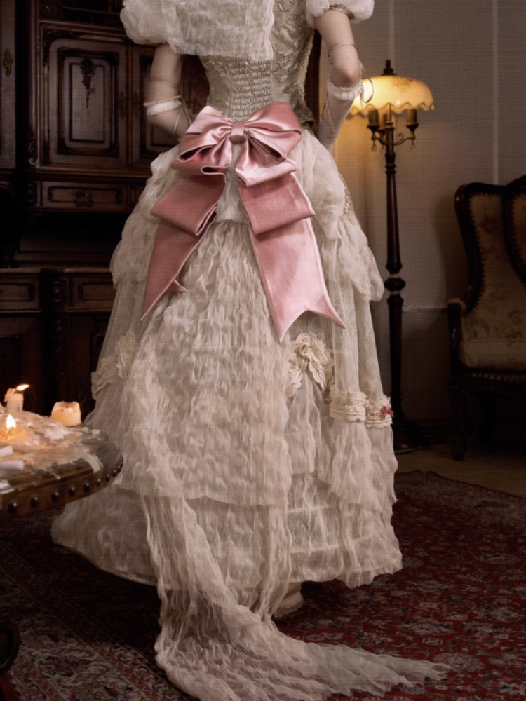 Basil French Elegant Vintage Ribbon Lace Long Trailing Skirt【s0000013577】