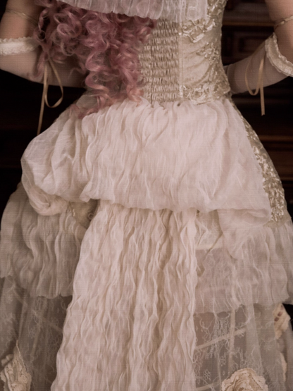 Basil French Elegant Vintage Ribbon Lace Long Trailing Skirt【s0000013577】