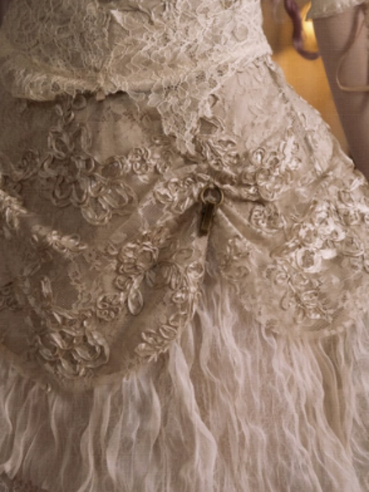 Basil French Elegant Vintage Ribbon Lace Long Trailing Skirt【s0000013577】