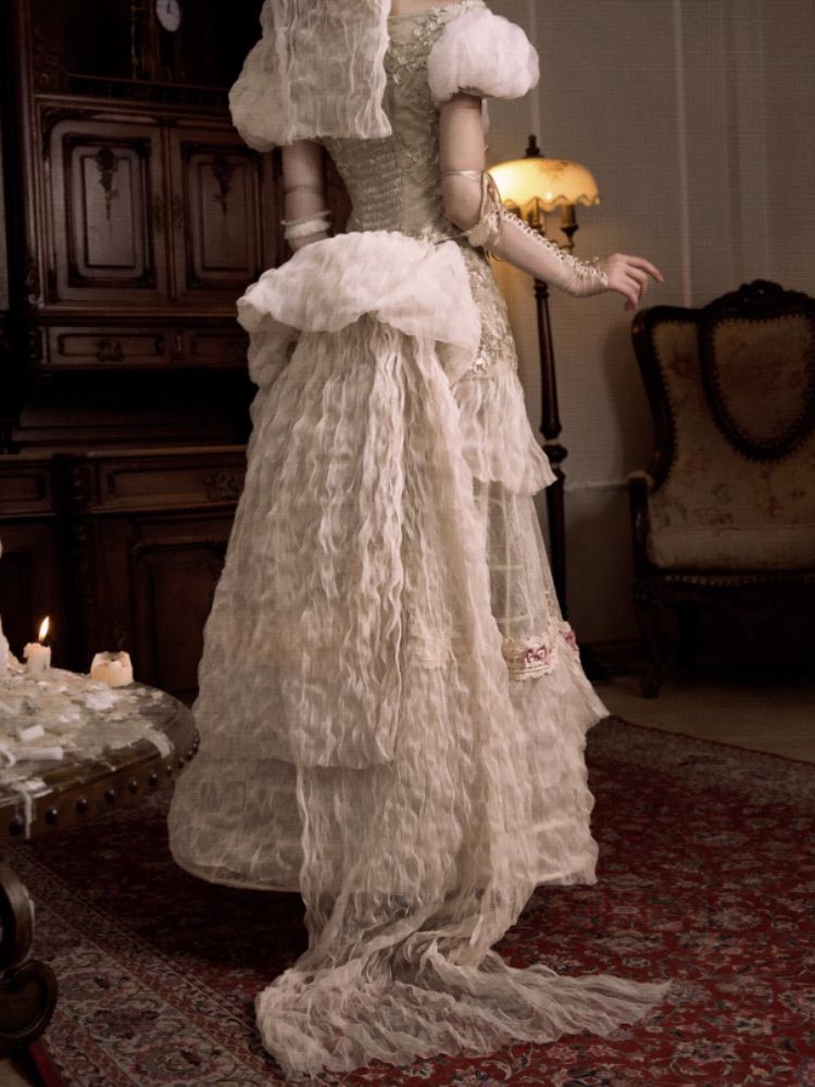 Basil French Elegant Vintage Ribbon Lace Long Trailing Skirt【s0000013577】