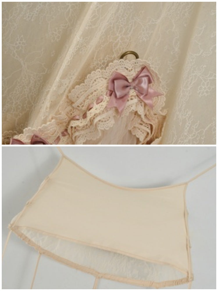 Basil French Elegant Vintage Ribbon Lace Long Trailing Skirt【s0000013577】