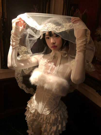 Snow Country Angel Christmas Outfit Fur Herringbone Tops Cake Tutu【s0000013580】