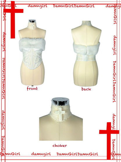 Snow Country Angel Christmas Outfit Fur Herringbone Tops Cake Tutu【s0000013580】