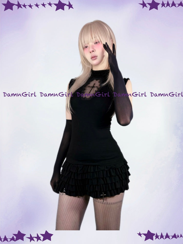 Star Cross Dark Gothic Cut Out Vest & Cake Culottes【s0000013582】