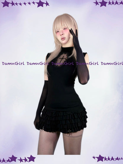 Star Cross Dark Gothic Cut Out Vest & Cake Culottes【s0000013582】