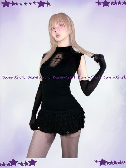 Star Cross Dark Gothic Cut Out Vest & Cake Culottes【s0000013582】