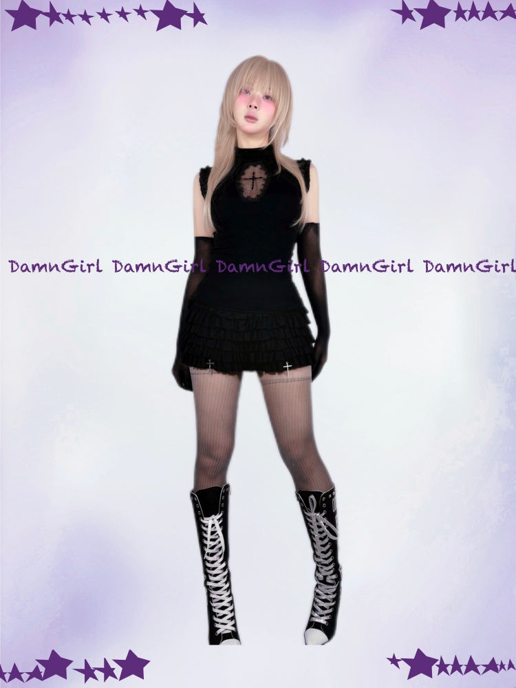 Star Cross Dark Gothic Cut Out Vest & Cake Culottes【s0000013582】