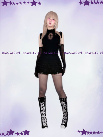 Star Cross Dark Gothic Cut Out Vest & Cake Culottes【s0000013582】