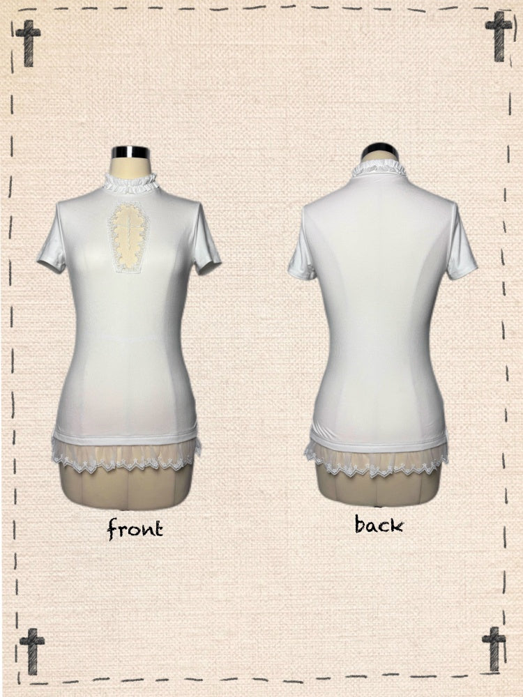 Cross Stitch Doll Gothic Cut-Out T-Shirt & Cake Pumpkin Pants【s0000013584】