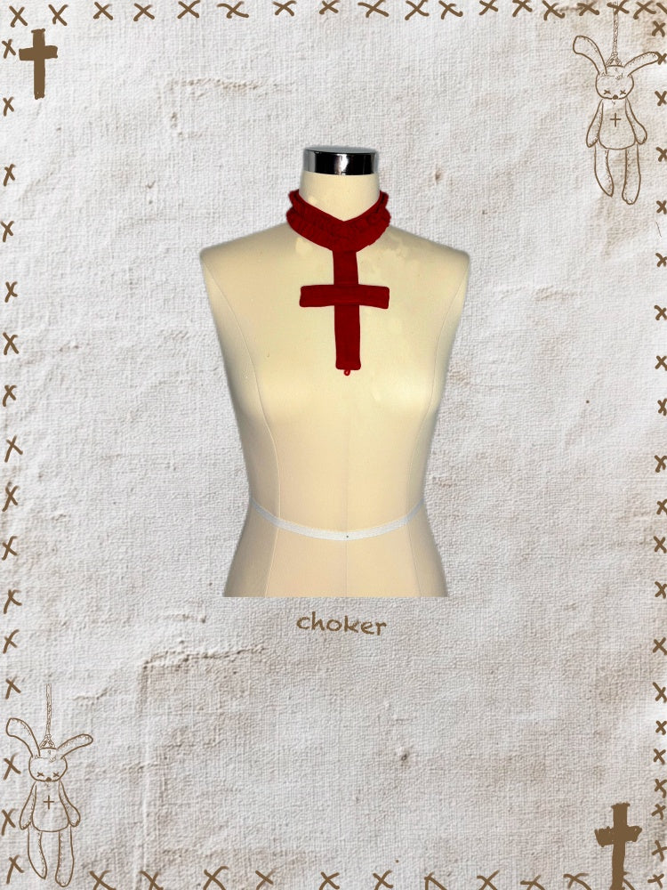 Rag Doll Bunny Original Gothic Cross Halter Neck T-Shirt & Cake Pumpkin Pants【s0000013585】