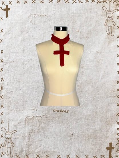 Rag Doll Bunny Original Gothic Cross Halter Neck T-Shirt & Cake Pumpkin Pants【s0000013585】