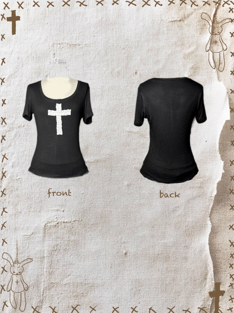 Rag Doll Bunny Original Gothic Cross Halter Neck T-Shirt & Cake Pumpkin Pants【s0000013585】