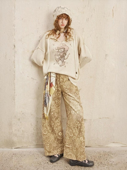 Ribbon Tie Cowboy Cat Knit Pullover【s0000013765】