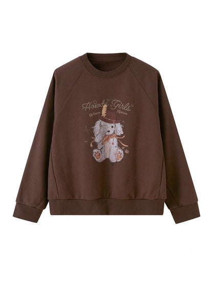 Blindfold Cowboy Puppy Print Sweatshirt【s0000013768】