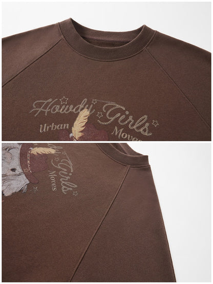 Blindfold Cowboy Puppy Print Sweatshirt【s0000013768】