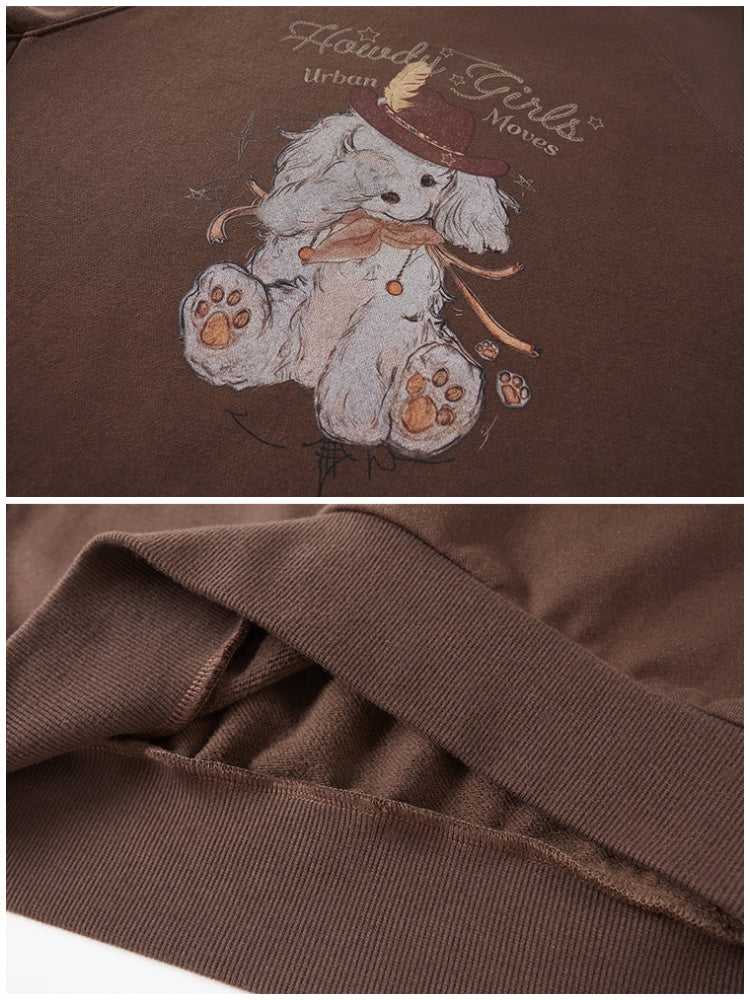 Blindfold Cowboy Puppy Print Sweatshirt【s0000013768】