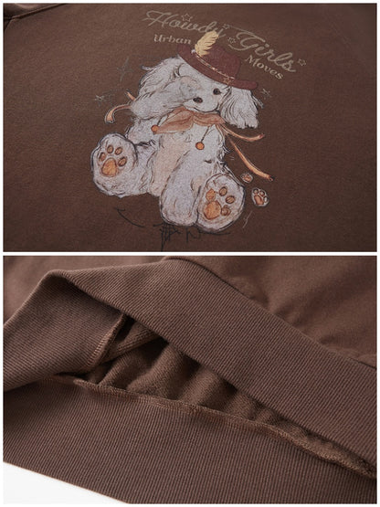 Blindfold Cowboy Puppy Print Sweatshirt【s0000013768】