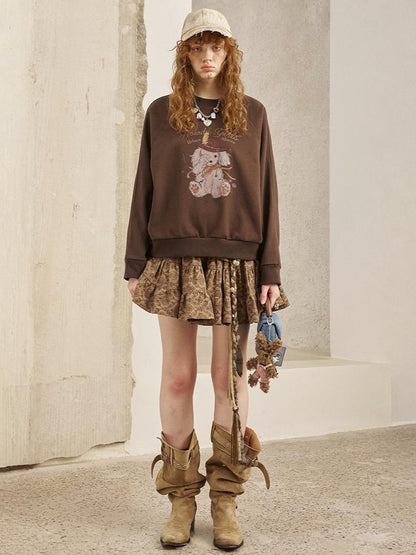 Blindfold Cowboy Puppy Print Sweatshirt【s0000013768】