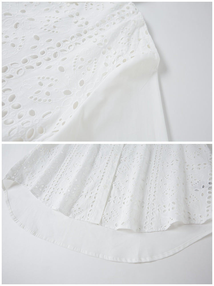 Front Lace Panel Cut Out Light Weight Long Sleeve Shirt【s0000013772】