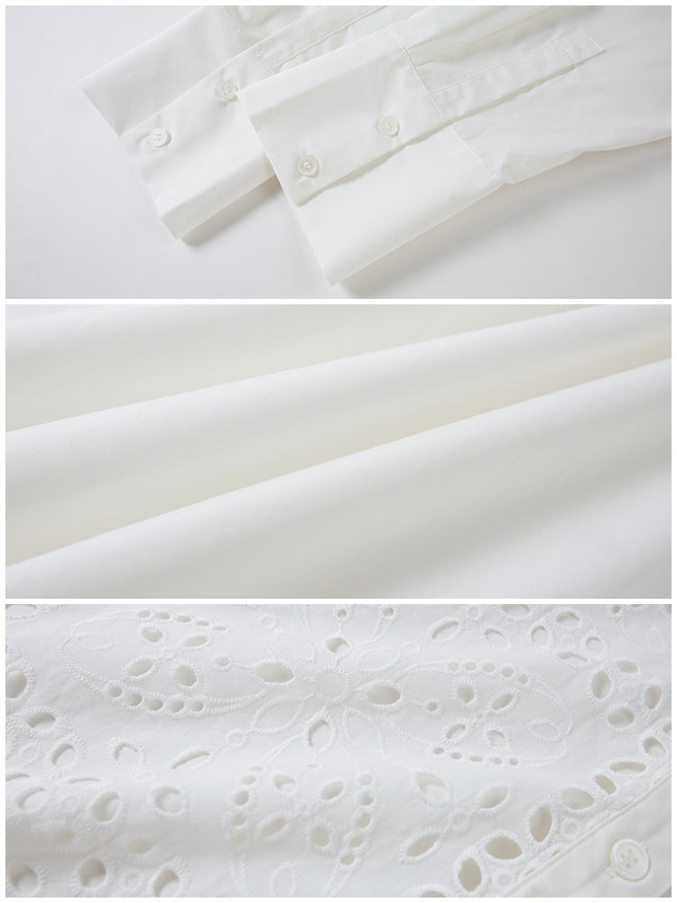 Front Lace Panel Cut Out Light Weight Long Sleeve Shirt【s0000013772】