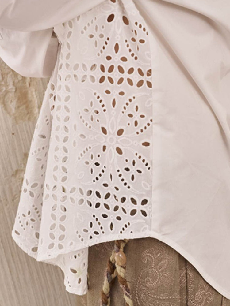 Front Lace Panel Cut Out Light Weight Long Sleeve Shirt【s0000013772】