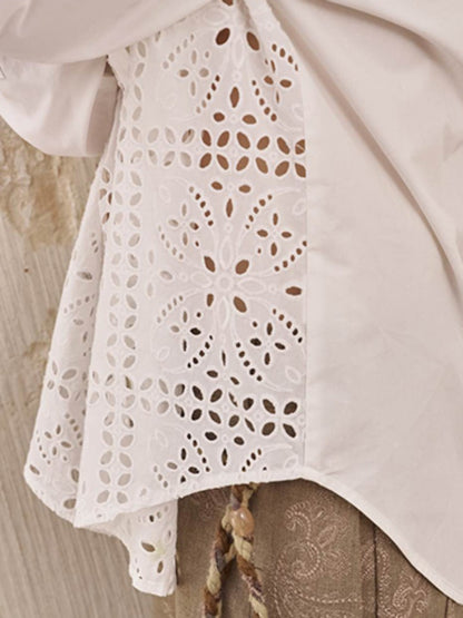 Front Lace Panel Cut Out Light Weight Long Sleeve Shirt【s0000013772】