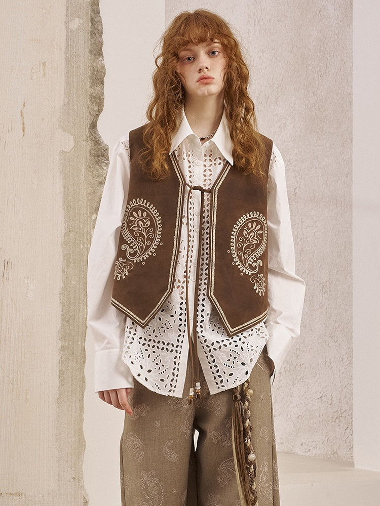 Front Lace Panel Cut Out Light Weight Long Sleeve Shirt【s0000013772】