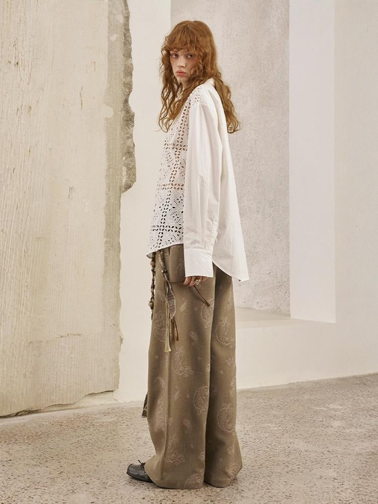 Front Lace Panel Cut Out Light Weight Long Sleeve Shirt【s0000013772】