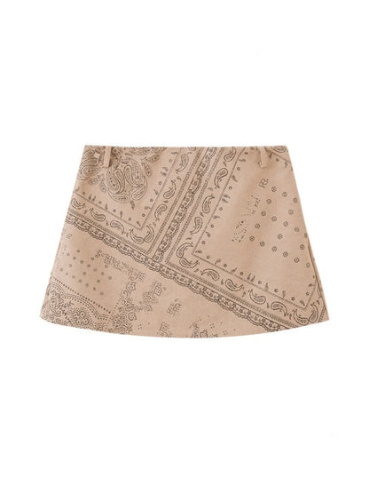 Paisley Print Hip Hugging Short Skirt【s0000013775】