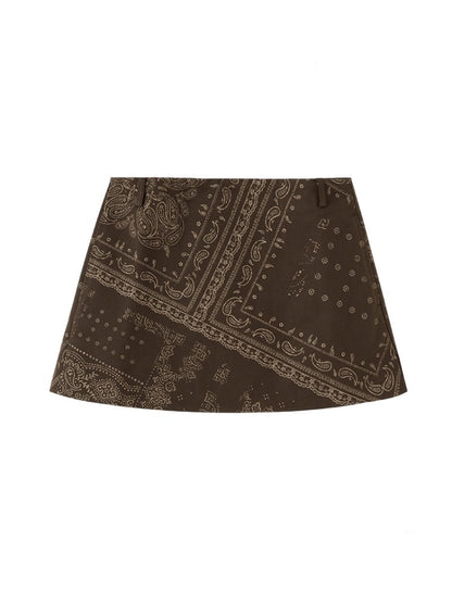 Paisley Print Hip Hugging Short Skirt【s0000013775】